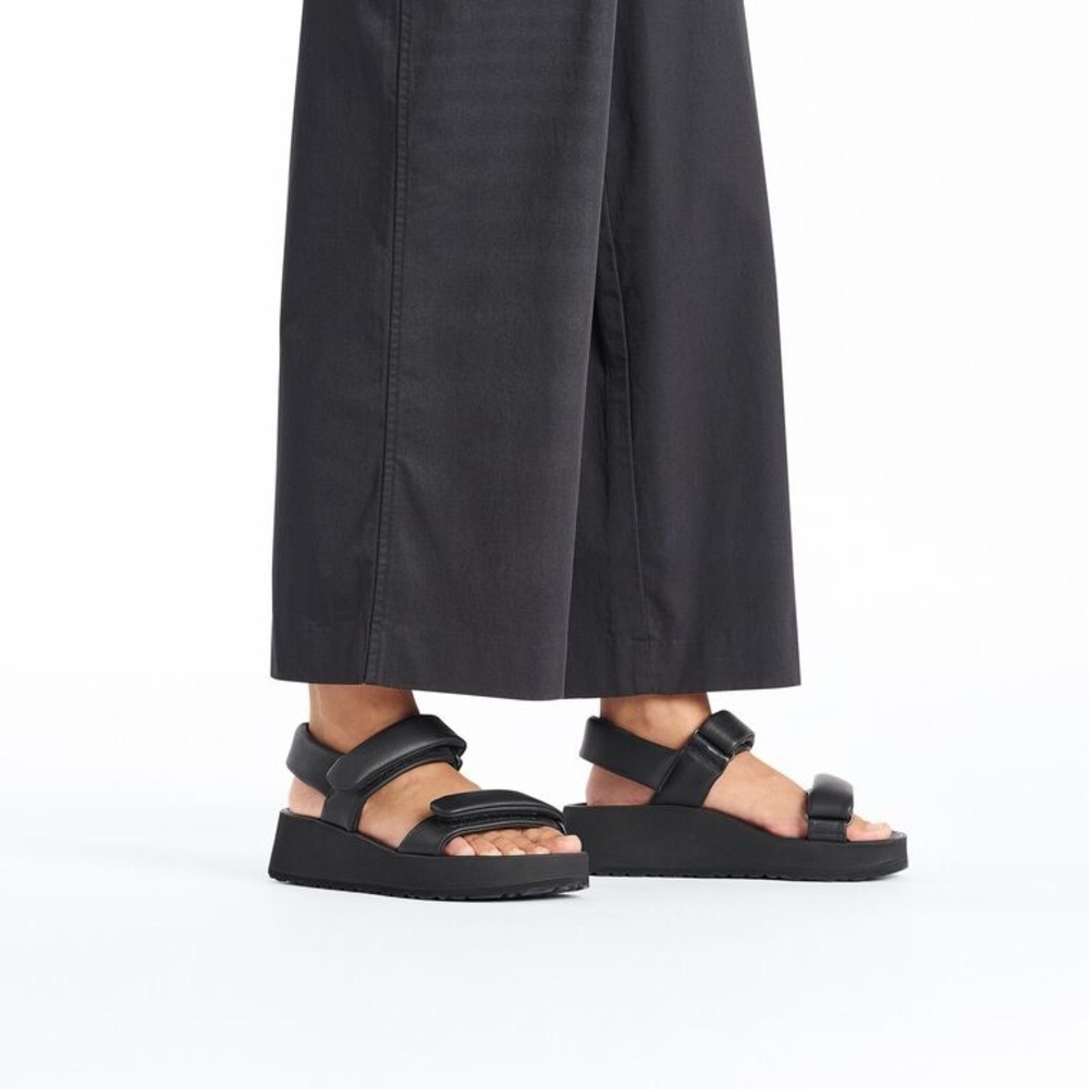 Birkenstock Papillio Theda Black Leather Platform Velcro Sandals Size 40 / 9-9.5 - Picture 3 of 12